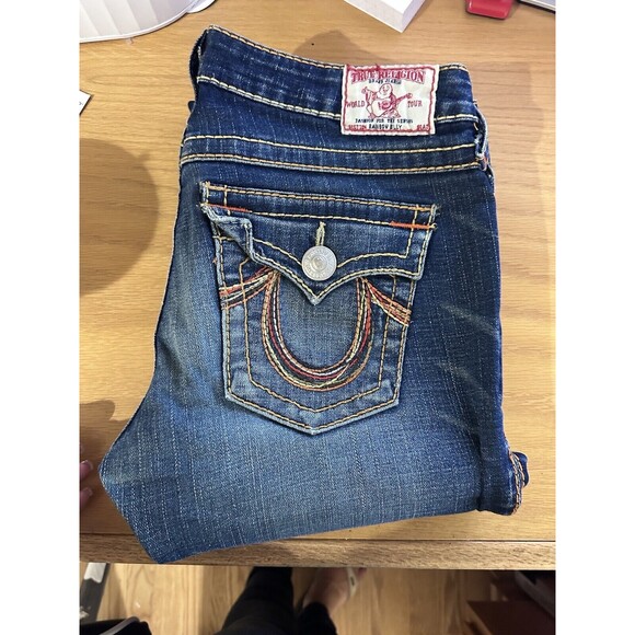 True Religion Women’s Rainbow Billy Jeans 28/30 Distressed Flap Pockets - Picture 3 of 13